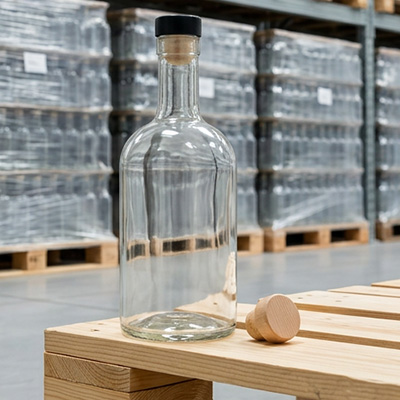 Botella mezcalera y tequilera de vidrio